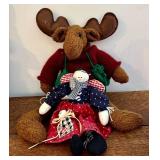 Sanna & Moore Moose - 18.5 in tall Christmas Decor Lot with Santa & Snowman