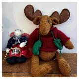 Sanna & Moore Moose - 18.5 in tall Christmas Decor Lot with Santa & Snowman