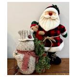 Sanna & Moore Moose - 18.5 in tall Christmas Decor Lot with Santa & Snowman