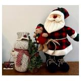 Sanna & Moore Moose - 18.5 in tall Christmas Decor Lot with Santa & Snowman