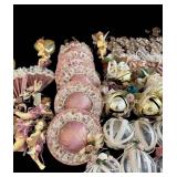 Vintage Victorian Style Christmas Ornaments Lot - Angels, Harps, Lace Balls & More