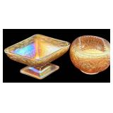 Assorted Vintage Glassware including a Vintage Yellow Depression Martha Washington Handled Plate