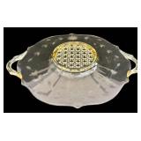 Assorted Vintage Glassware including a Vintage Yellow Depression Martha Washington Handled Plate