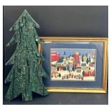 Stuffed Angel 16-inch Tall Christmas Decor Lot - Snowman, Santa, Pine Cones, Glassware