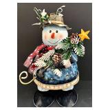 Stuffed Angel 16-inch Tall Christmas Decor Lot - Snowman, Santa, Pine Cones, Glassware