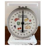 Wire Basket Rustic Kitchen Decor w/ Vintage Scale, Rooster & Honey Jar