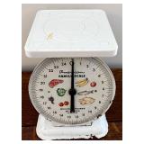 Wire Basket Rustic Kitchen Decor w/ Vintage Scale, Rooster & Honey Jar