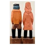 Four Handcrafted Wooden Figurines - Folk Art Carvings