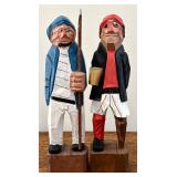 Four Handcrafted Wooden Figurines - Folk Art Carvings