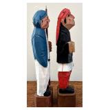 Four Handcrafted Wooden Figurines - Folk Art Carvings