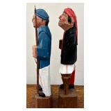 Four Handcrafted Wooden Figurines - Folk Art Carvings