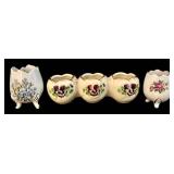 Vintage Floral Porcelain Dinnerware Set - Gold Trim - 12-Inch Platter + Pedestal Compote & Matching Plates