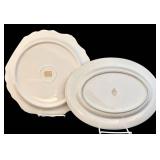 Vintage Floral Porcelain Dinnerware Set - Gold Trim - 12-Inch Platter + Pedestal Compote & Matching Plates