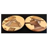 Cuban Round Wood Wall Art - 8 in Diameter Carved Couple Plaques (Set of 2)