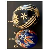 LL - Two Decorative Ukrainian Eggs with Holders