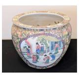 ML - Chinese Porcelain Planter - Floral/Figural Hand-Painted