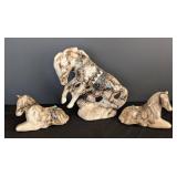 ML - Tom Vail Navajo Horsehair Pottery Horses - Set of 3 Figurines