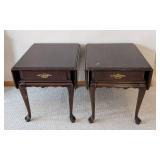 ML - Pair of Vintage Ethan Allen Side Tables - Dark Wood Finish
