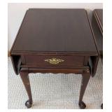 ML - Pair of Vintage Ethan Allen Side Tables - Dark Wood Finish