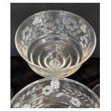 K - Vintage Etched Floral Glass Stemware