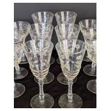 K - Vintage Etched Floral Glass Stemware