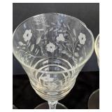 K - Vintage Etched Floral Glass Stemware