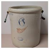 ML - Vintage Red Wing 6-Gallon Stoneware Crock with Wing Logo