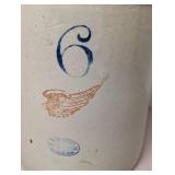 ML - Vintage Red Wing 6-Gallon Stoneware Crock with Wing Logo