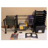 ML - Rolling File Carts (Lot of 2) - Black Wire Carts, Purple Folders, OfficeMax & Paper