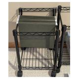 ML - Rolling File Carts (Lot of 2) - Black Wire Carts, Purple Folders, OfficeMax & Paper
