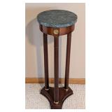 Bombay Wood Pedestal Stand with Green Marble Top