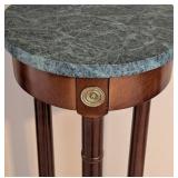 Bombay Wood Pedestal Stand with Green Marble Top