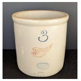 ML - Vintage Red Wing 3-Gallon Stoneware Crock with Wing Graphic, Union Stoneware Stamp
