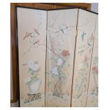 LB - 4-Panel Folding Privacy Screen - Floral Bird Design, Damaged Paper