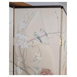 LB - 4-Panel Folding Privacy Screen - Floral Bird Design, Damaged Paper