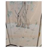 LB - 4-Panel Folding Privacy Screen - Floral Bird Design, Damaged Paper