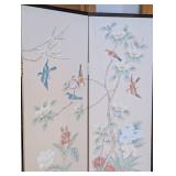 LB - 4-Panel Folding Privacy Screen - Floral Bird Design, Damaged Paper
