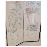 LB - 4-Panel Folding Privacy Screen - Floral Bird Design, Damaged Paper