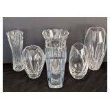 ML - Crystal Vases - Assorted Clear Cut Glass (Lot of 5)