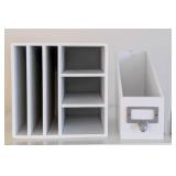 LS - Assorted White Office Organizers with Drawers, File Trays & Mesh Letter Trays -