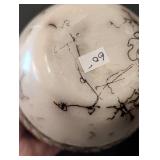 LLR - Pair of Horsehair Pottery - Multicolor Stripe Band, Signed