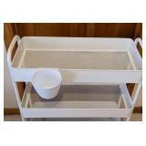 LLR - White 3-Tier Mesh Rolling Cart With Cup Holder