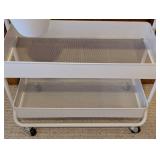LLR - White 3-Tier Mesh Rolling Cart With Cup Holder