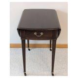 ML - Vintage Ethan Allen 1-Drawer Side Table, Dark Wood Finish