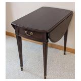 ML - Vintage Ethan Allen 1-Drawer Side Table, Dark Wood Finish