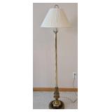 ML - Brass Floor Lamp - 60 in H, 10 in Base Dia, Pleated Shade