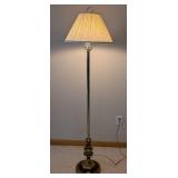 ML - Brass Floor Lamp - 60 in H, 10 in Base Dia, Pleated Shade