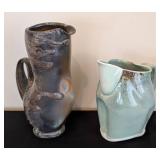 ML - Pair of Artisan Crafted Pottery Pitchers