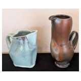 ML - Pair of Artisan Crafted Pottery Pitchers