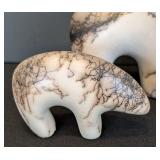 Set of Five Horsehair Pottery Bear Figurines, signed